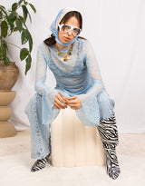 Lace bell sleeves sheer top