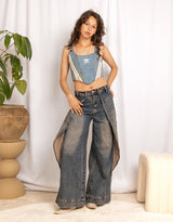 Panelled wide leg jeans