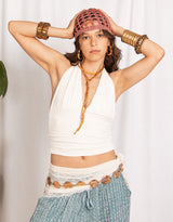 Ruched halter neck top
