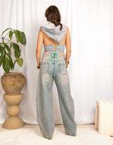 Sparkly embellished barrel jeans