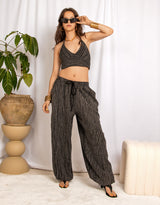 Handcrafted waffle cotton wrap halter top