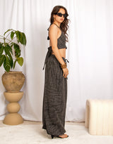 Handcrafted waffle cotton adjustable balloon trousers