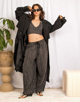 Handcrafted waffle cotton adjustable balloon trousers