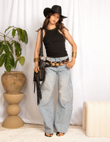 Sparkly barrel jeans