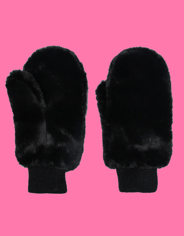 Faux fur mittens