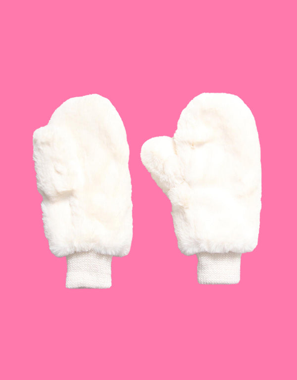 Faux fur mittens