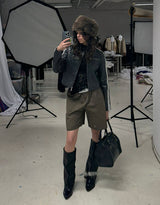 Lace asymmetric long sleeve top