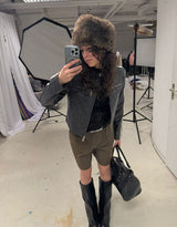 Lace asymmetric long sleeve top