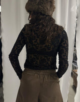 Lace asymmetric long sleeve top