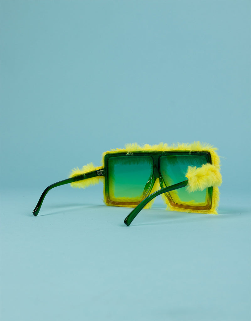 Fluffy square sunglasses