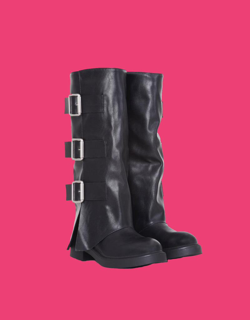 Fold over buckle detail boots