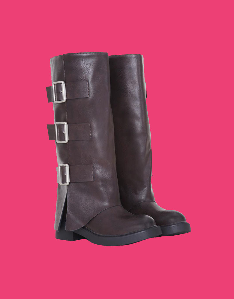 Fold over buckle detail boots