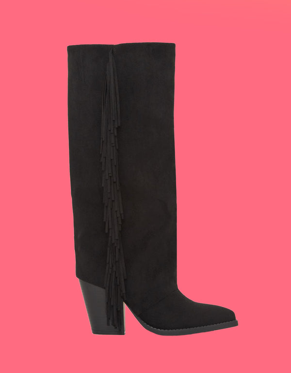 Fringe high heeled boots