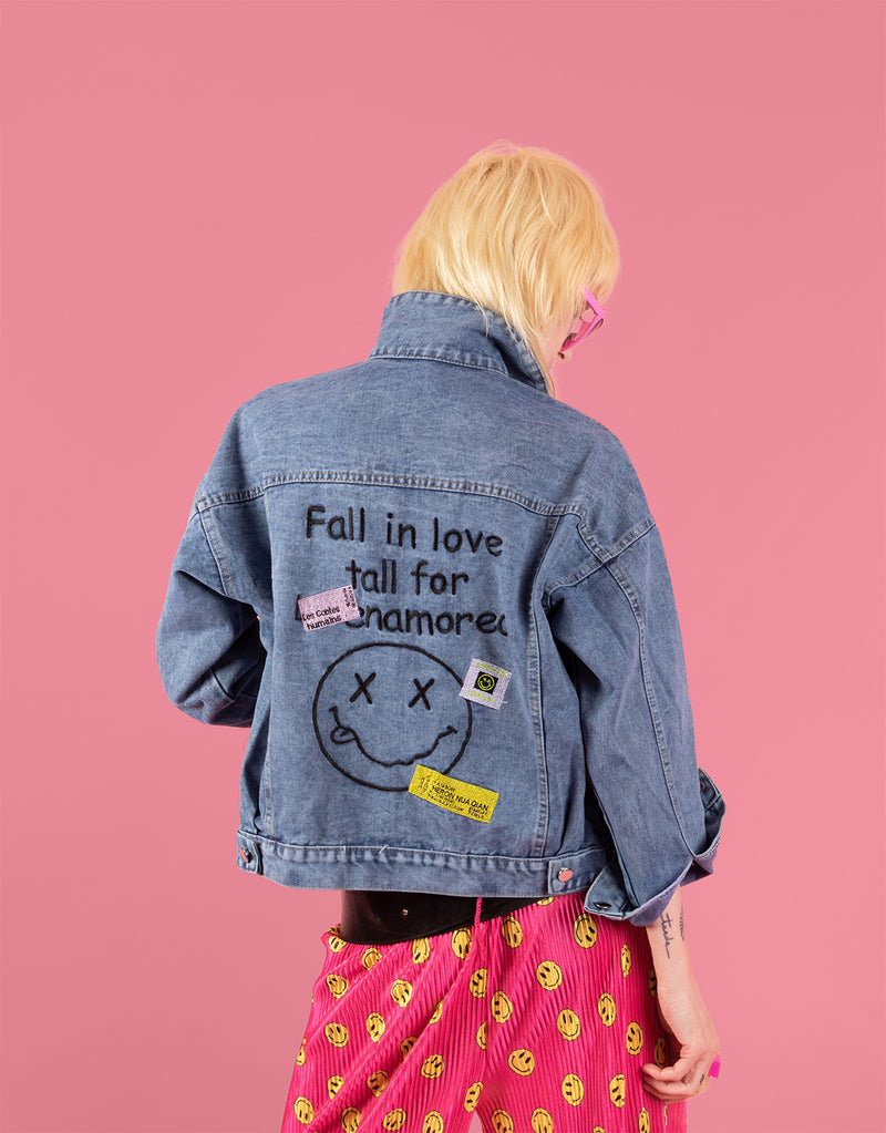 Funky patches denim jacket