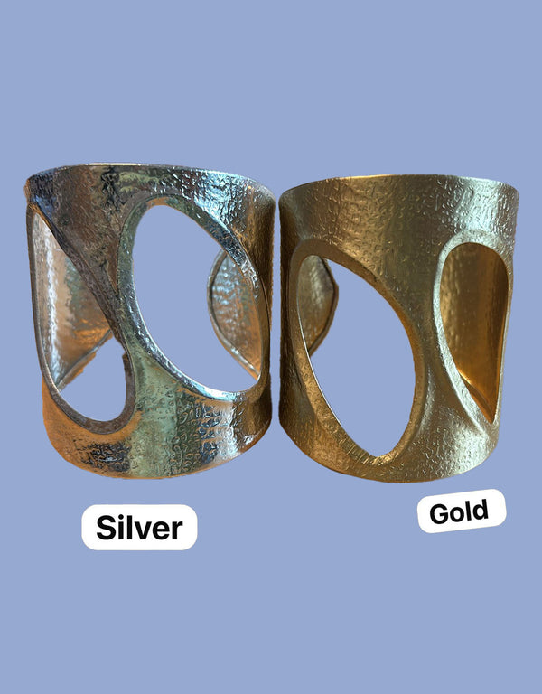 Handcrafted sculptural open cuff