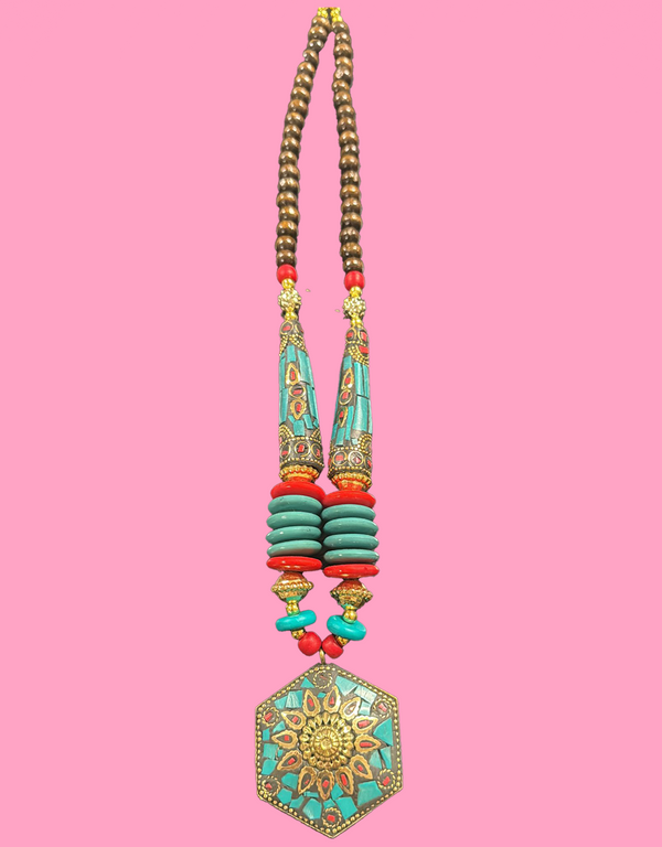 Handmade bead mosaic necklace