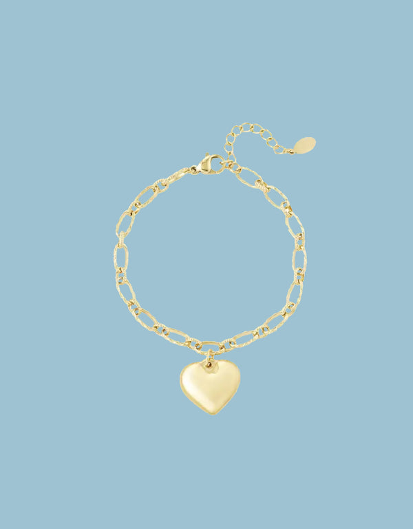 Heart charm link bracelet