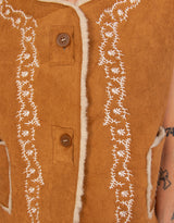 Vegan suede embroidery gilet
