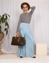 Striped crew neck long sleeves top