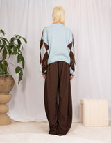 Y2K argyle wool blend knit sweater