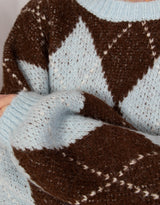 Y2K argyle wool blend knit sweater