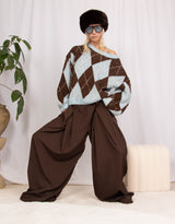 Y2K argyle wool blend knit sweater