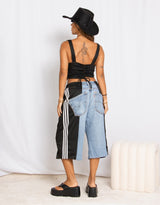 Vintage customized upcycled adidas denim jorts