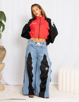 Vintage customized upcycled Levi's Adidas stripe denim jeans