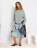 Striped boxy long sleeves sweater