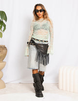 Handcrafted leather fringe bum bag