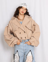 Cropped balloon sleeves trenchcoat