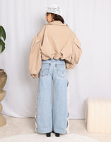 Cropped balloon sleeves trenchcoat