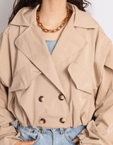 Cropped balloon sleeves trenchcoat
