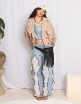 Cropped balloon sleeves trenchcoat