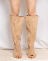 Slouch vegan suede kitten heel boots