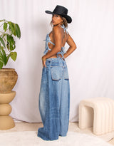 Vintage customized upcycled denim Carhartt butterfly back tie top