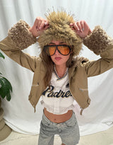 Vegan leather teddy lining jacket