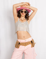Rhinestone glitter crop top