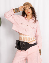 Sparkly raw edge denim jacket