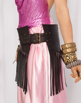 Handcrafted leather fringe festival belt bag
