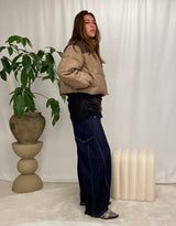 Two toned cropped bomber jacket