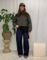 Two toned cropped bomber jacket