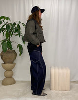 Two toned cropped bomber jacket