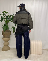 Two toned cropped bomber jacket