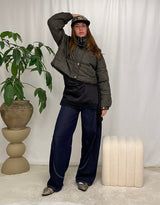 Two toned cropped bomber jacket