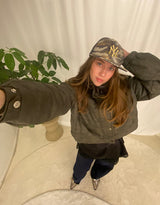 Two toned cropped bomber jacket