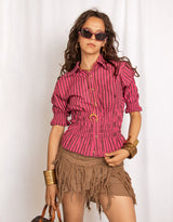 Vintage customized Ralph Lauren short sleeve smocked blouse