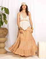 Handcrafted wide boho maxi skirt