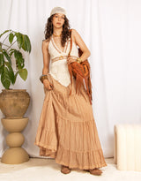 Handcrafted wide boho maxi skirt
