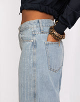 Rhinestone pinstripe jeans